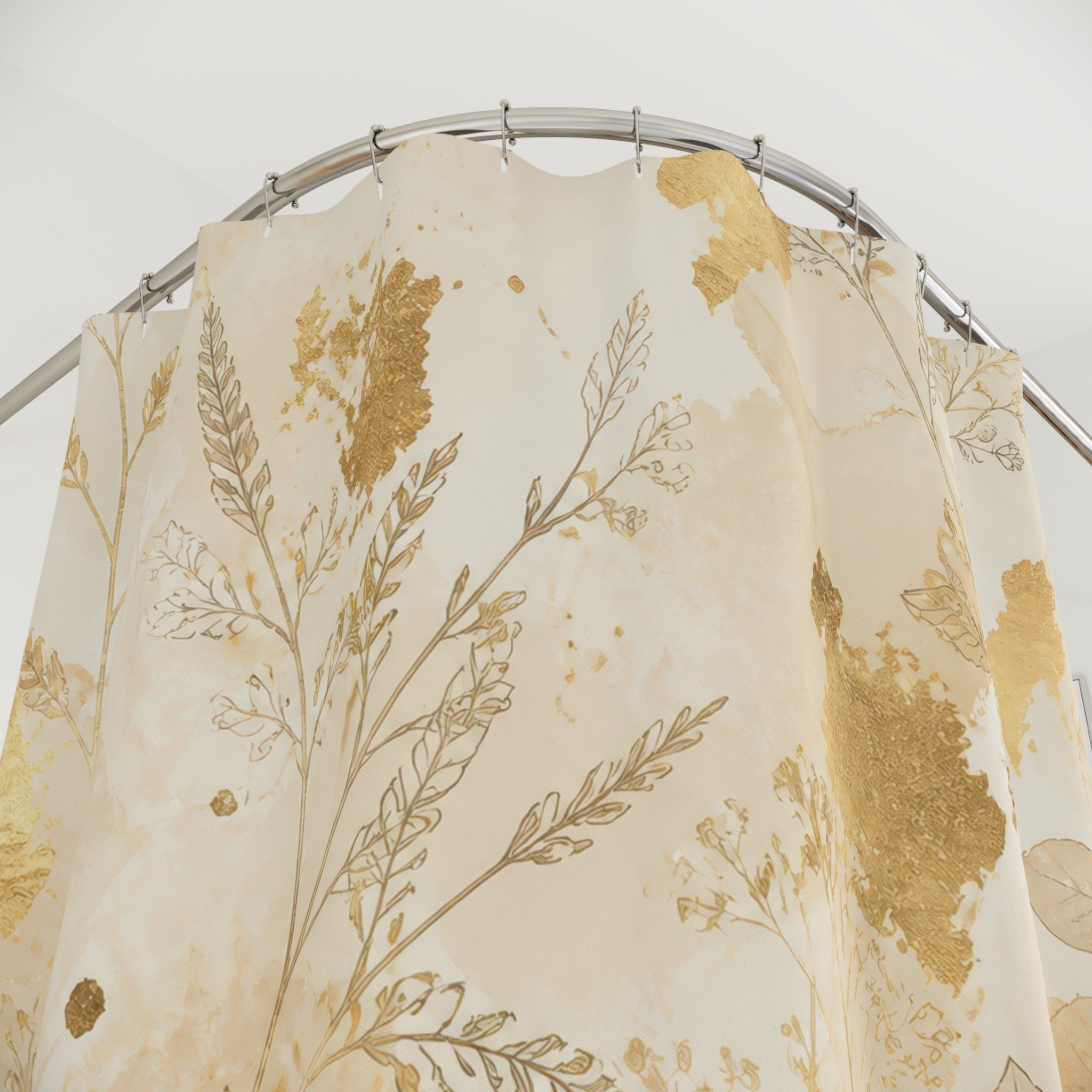 Beige Floral Shower Curtain