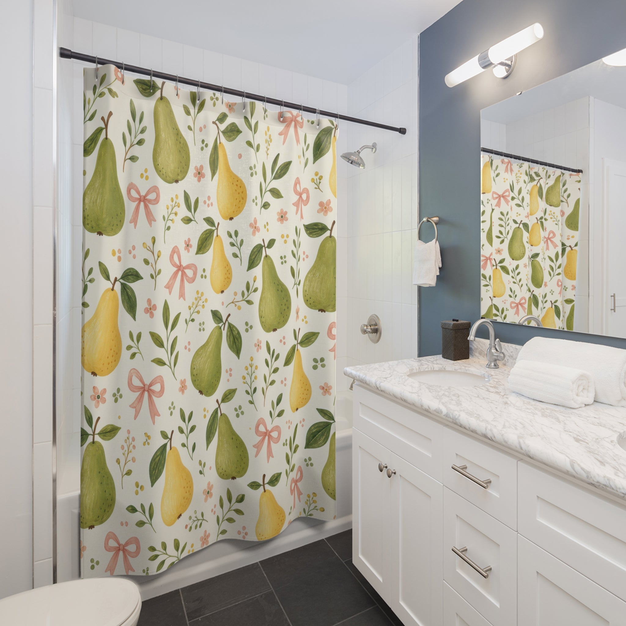 Pear Botanical Fruit Shower Curtain