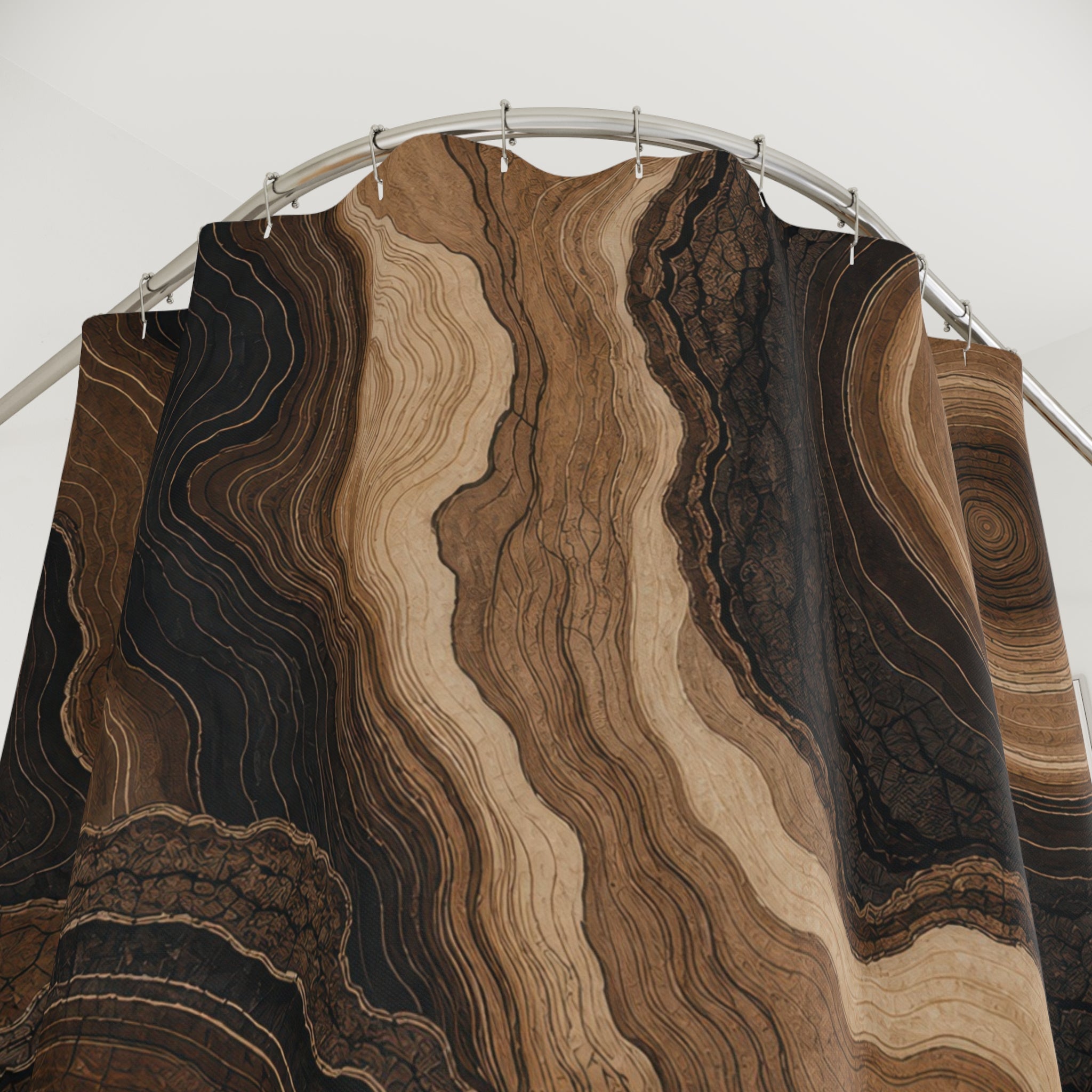 Stone Shower Curtain, Brown Black Agate Bath Decor, Cream Geode Abstract Pattern, Organic Earth Tone Neutral Guest Bathroom Decor Style