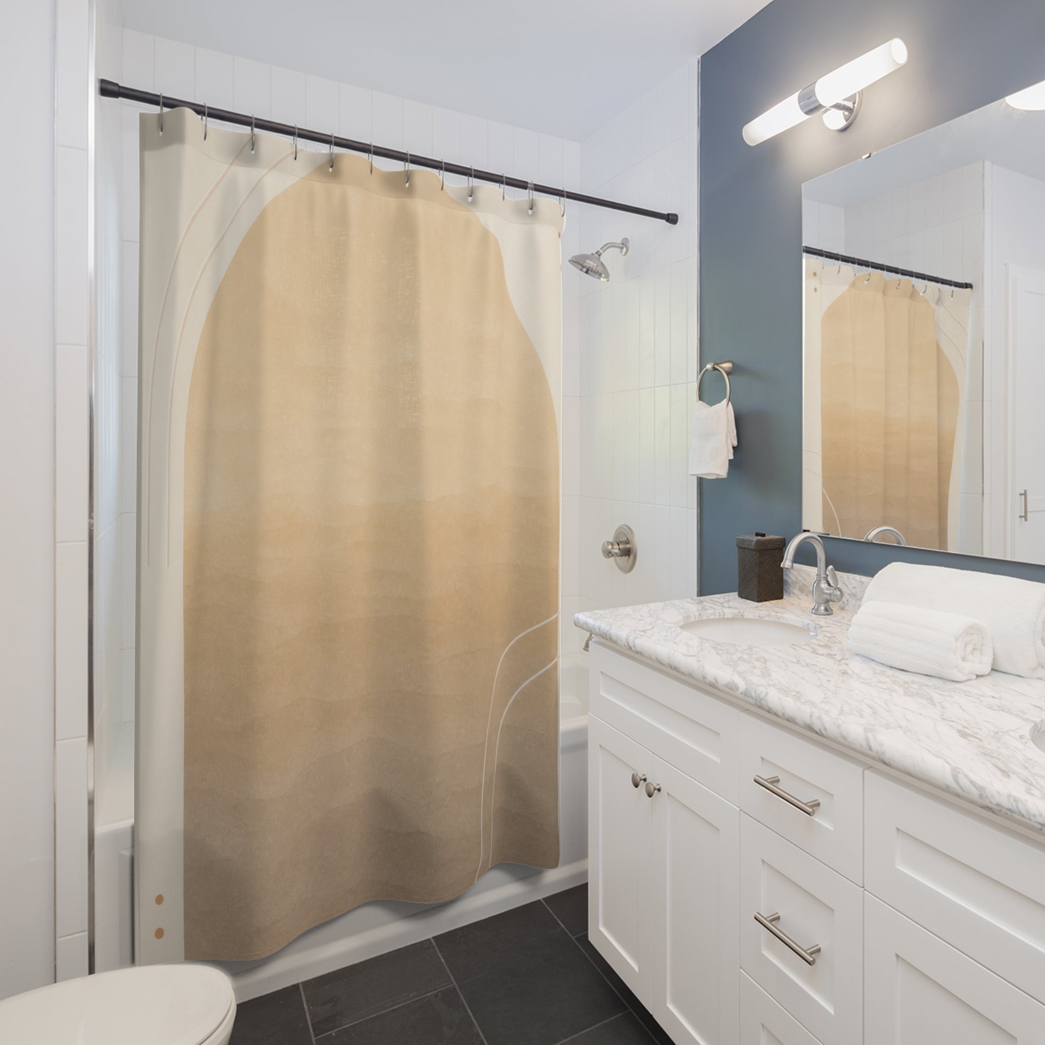 Cream Ombre Beige Shower Curtain
