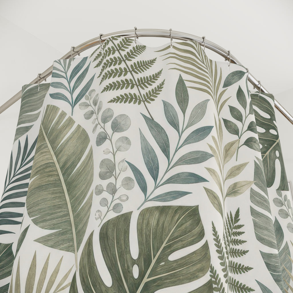 Neutral Tropical Shower Curtain