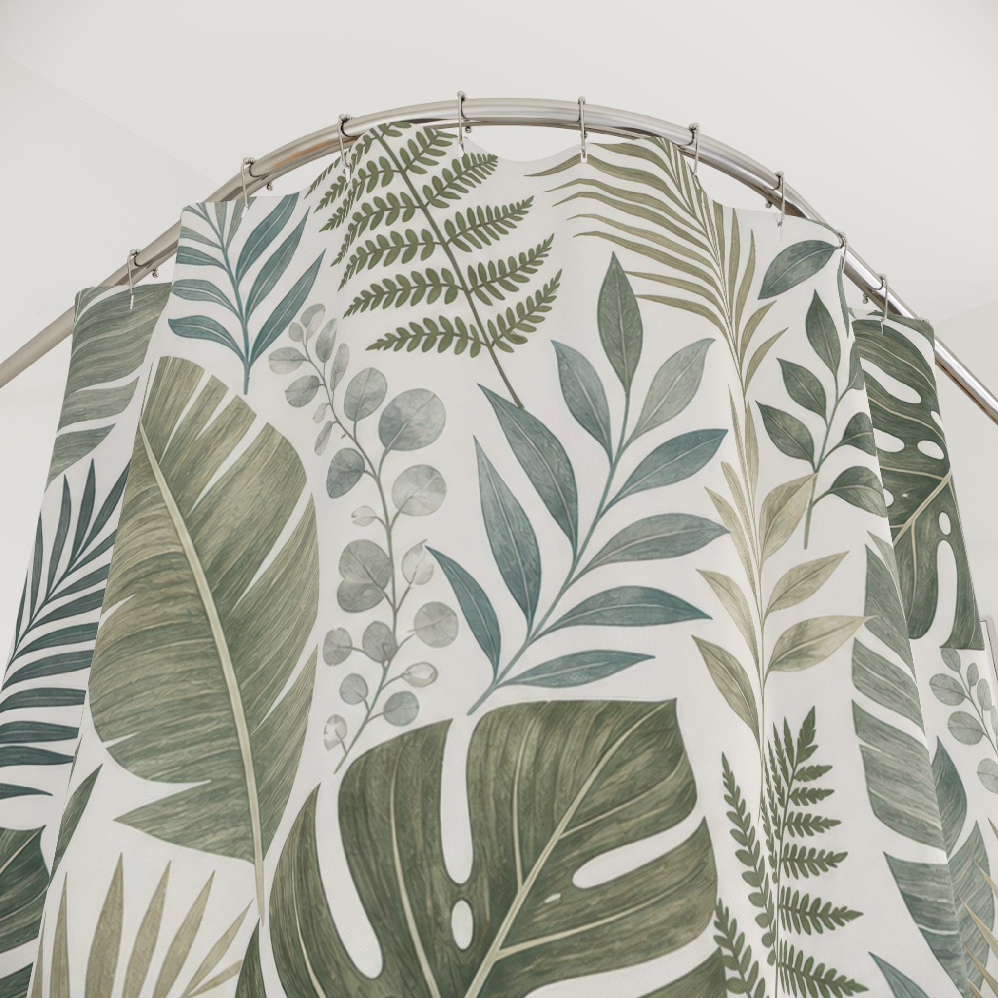 Neutral Tropical Shower Curtain