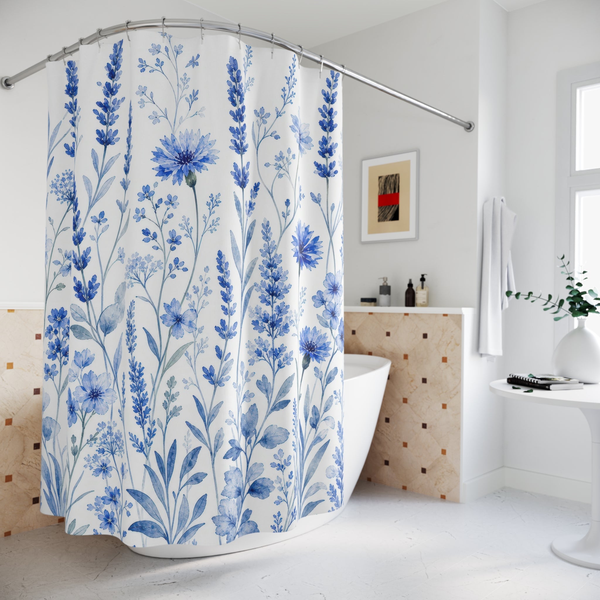 Blue Wildflower Meadow Shower Curtain