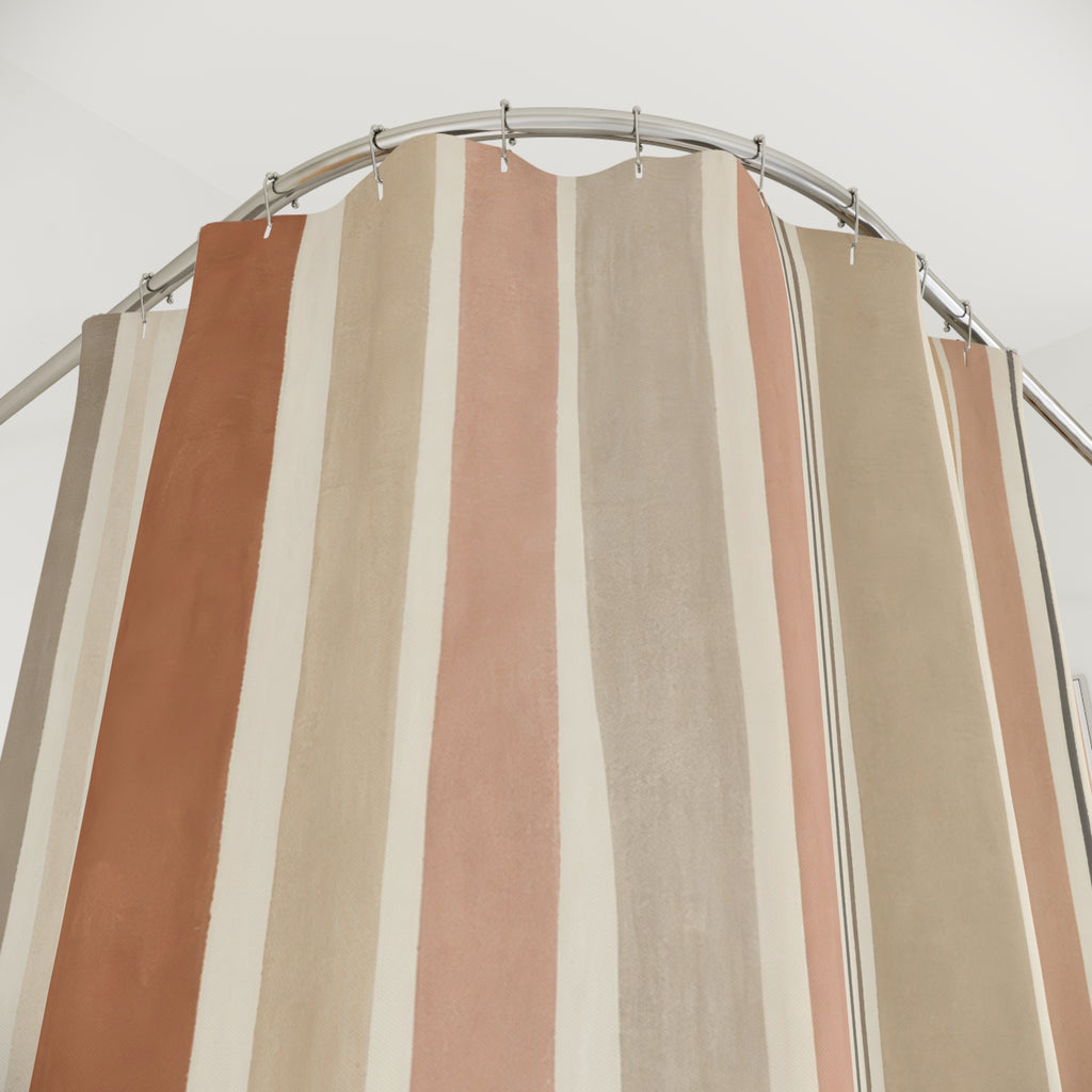 Rust Blush Vertical Stripe Shower Curtain