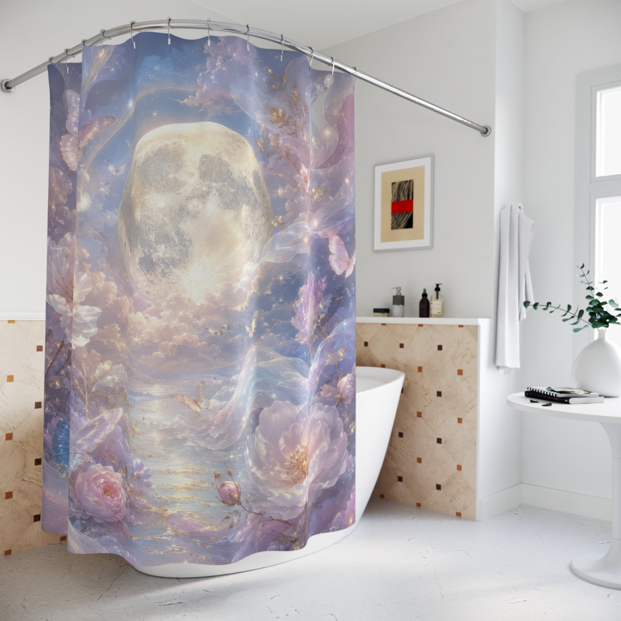 Ethereal Shower Curtain: Celestial Moon