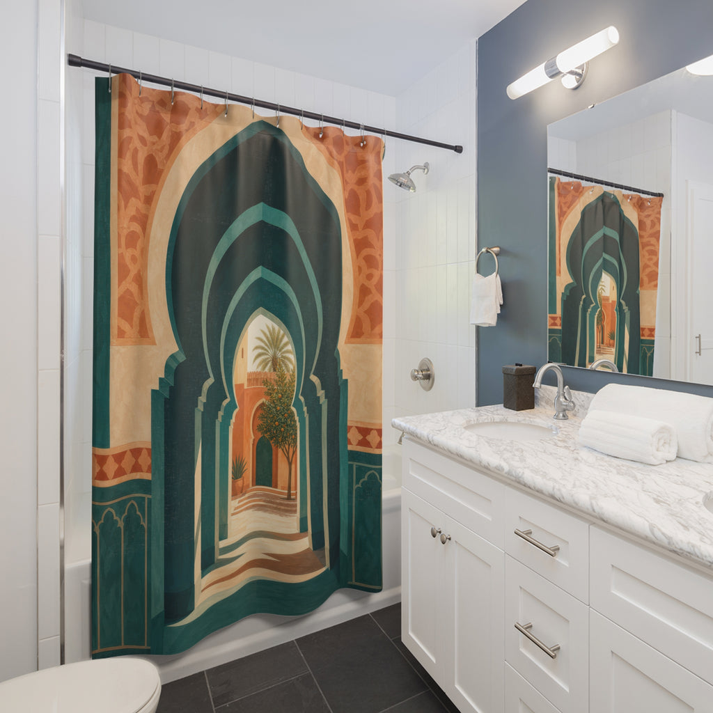 Teal Moroccan Arch Shower Curtain