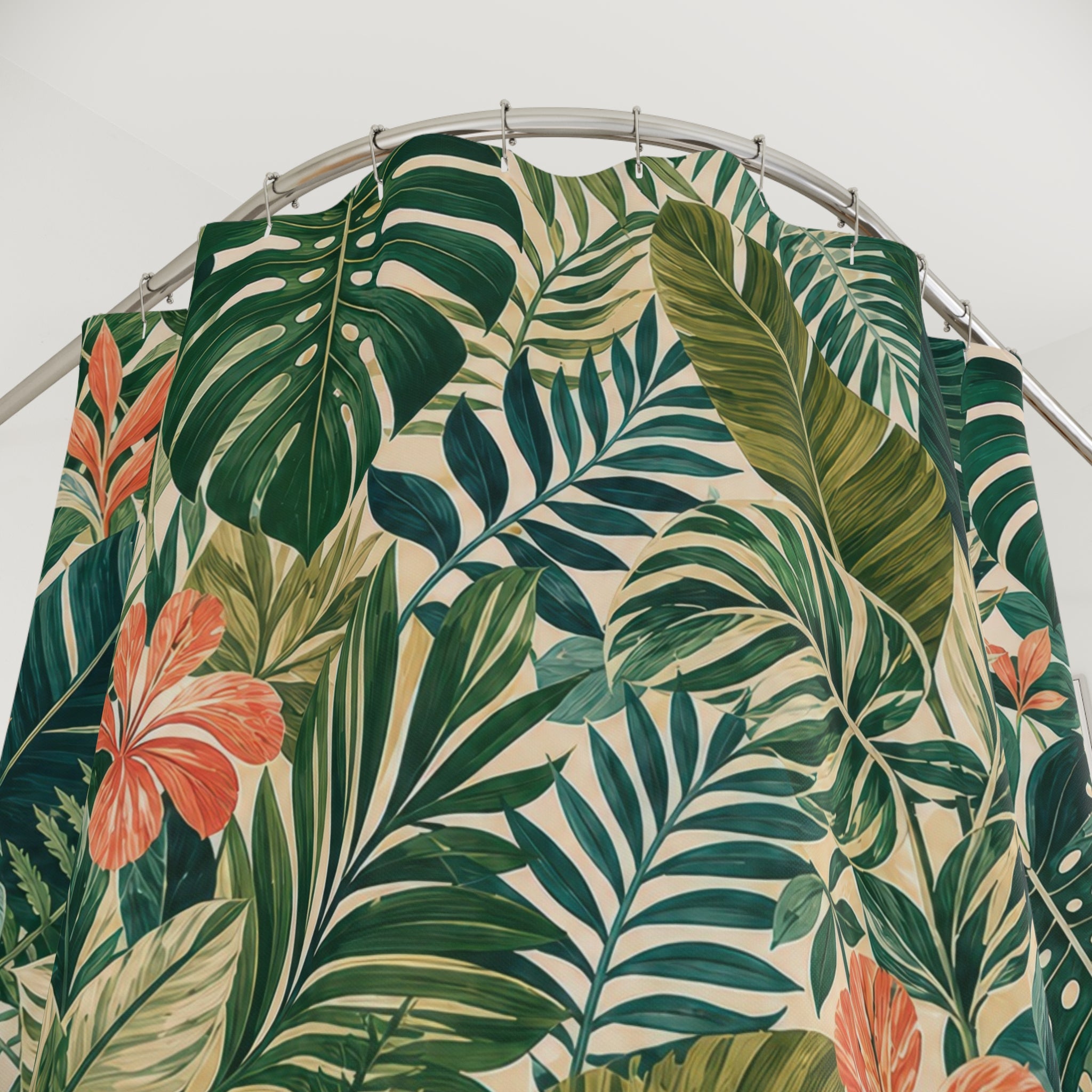 Palm Leaf Floral Tropical Botanical Modern Shower Curtain