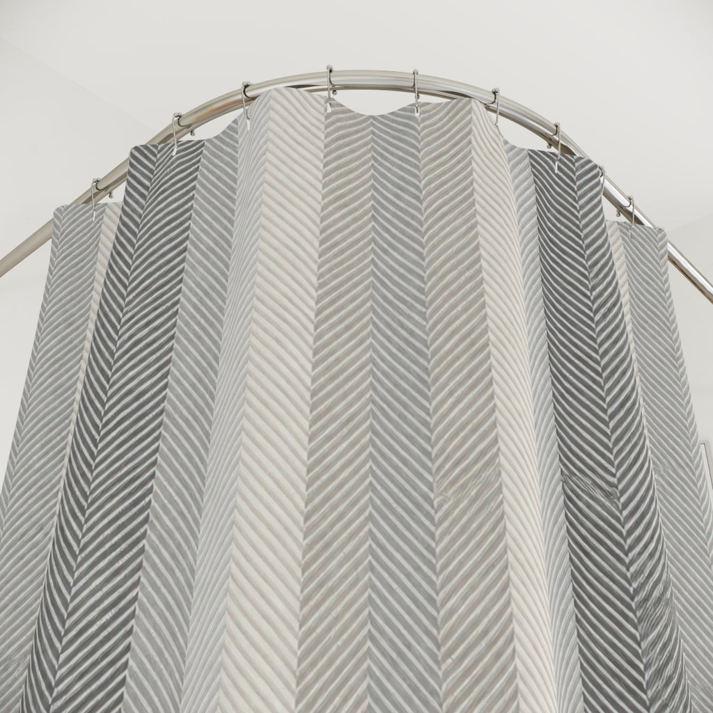 Soft Gray White Vertical Stripe Shower Curtain