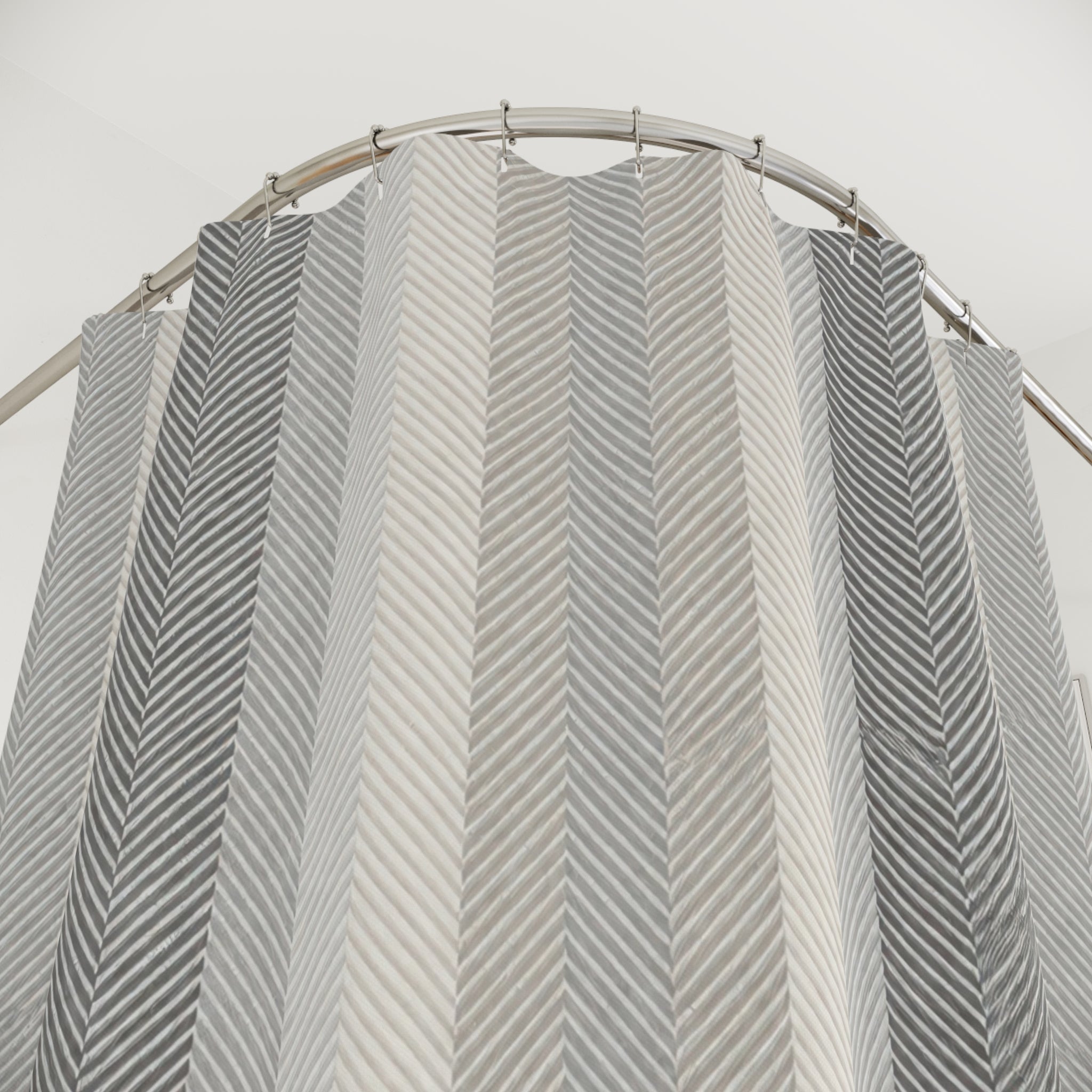 Soft Gray White Vertical Stripe Shower Curtain