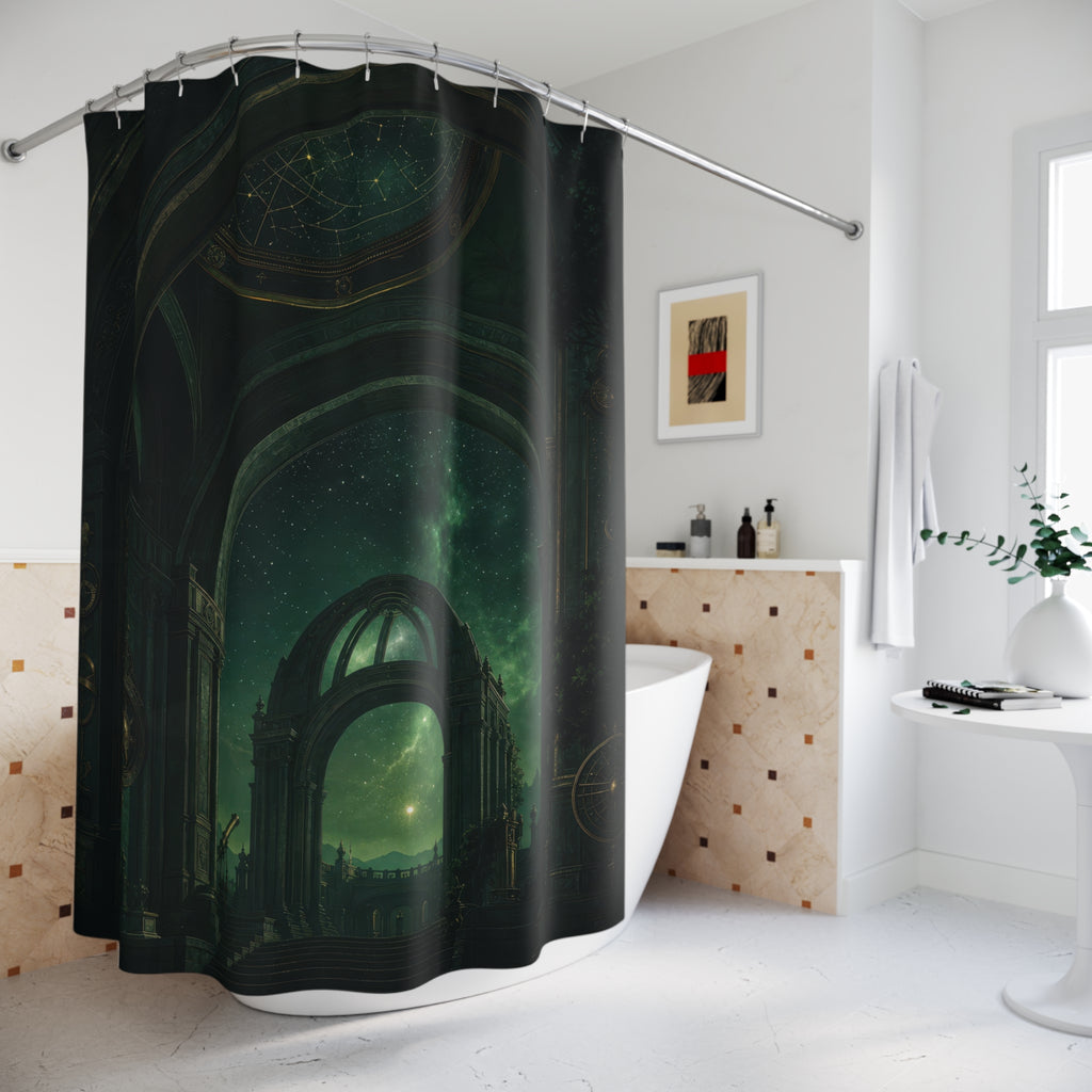 Dark Green Observatory Arches Shower Curtain