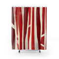 Red and White Striped Shower Curtain, Abstract Modern Stripe Bath Decor, Graphic Red White Art Curtain, Unusual Modern Guest Bathroom
