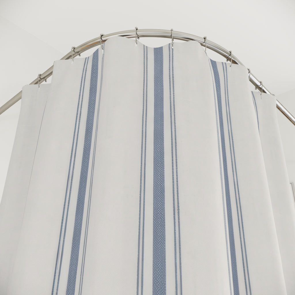 Blue Ticking Stripe Shower Curtain – French Blue