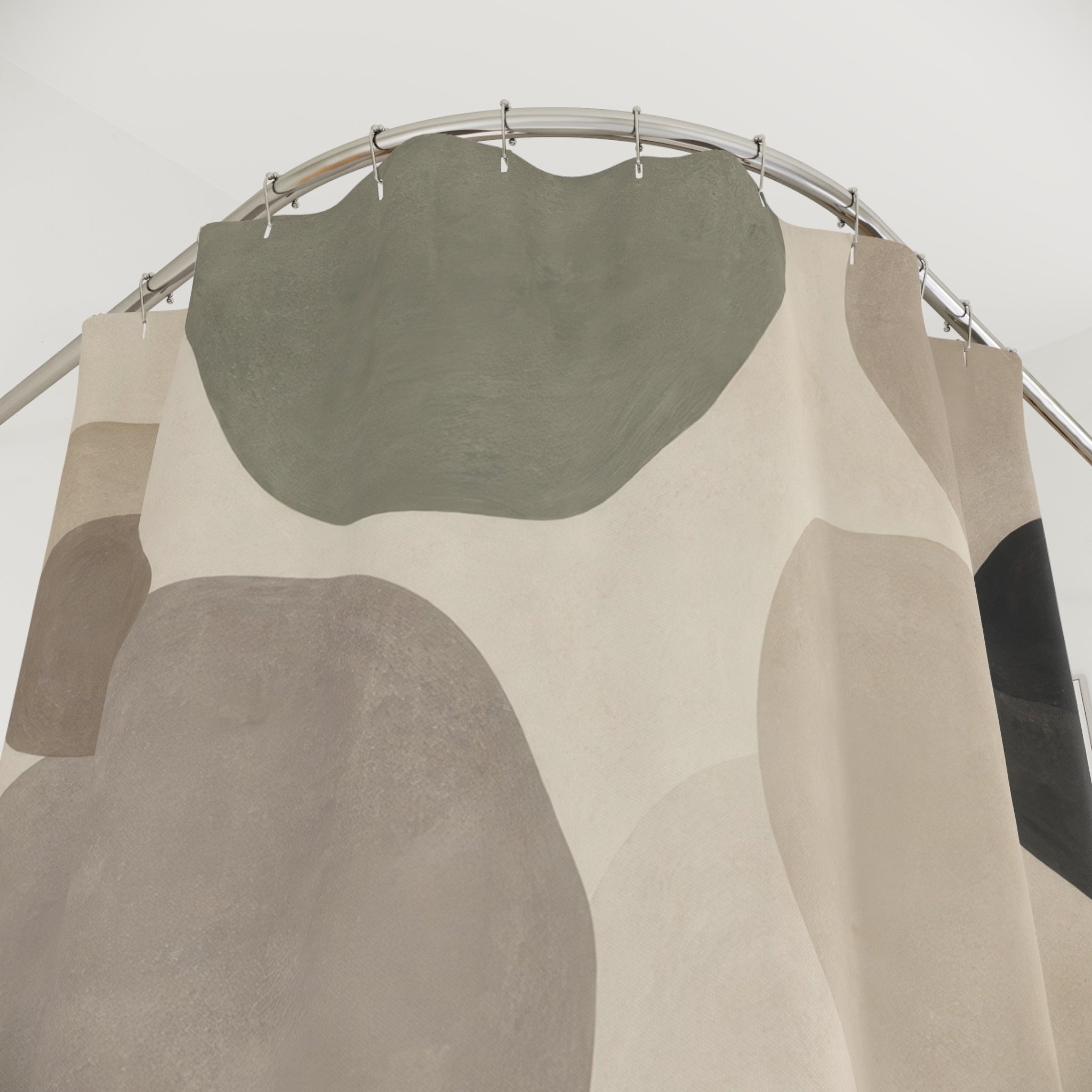Sage Taupe Pebble Shape Shower Curtain