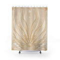 Celestial Wings Shower Curtain, White Gold Angel Bath Decor, Art Nouveau Feather Pattern, Elegant Cream Ivory Celestial Bathroom Decor