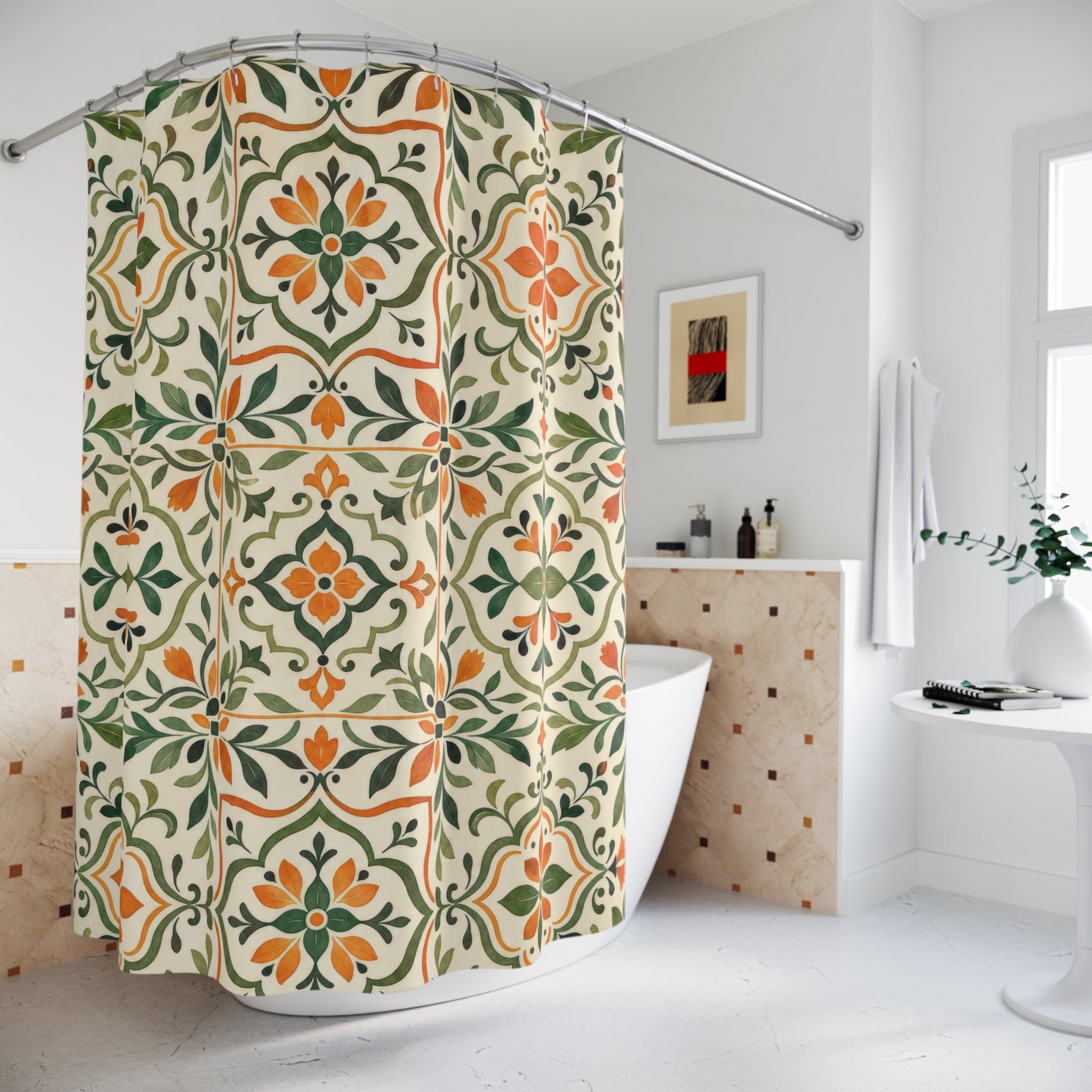 Folk Floral Tile Shower Curtain