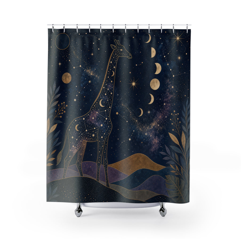 Moon Phase Safari Animal Scene Shower Curtain