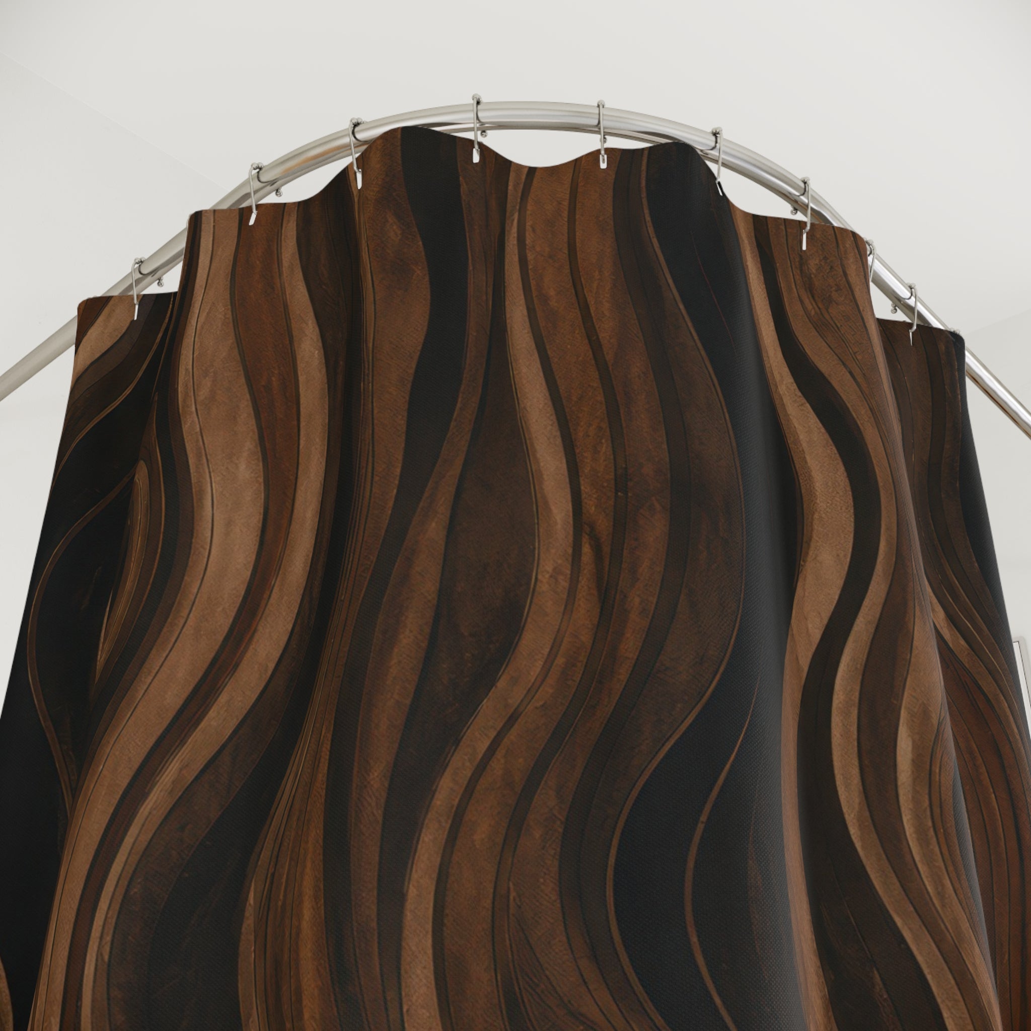 Black Brown Woodgrain Look Shower Curtain