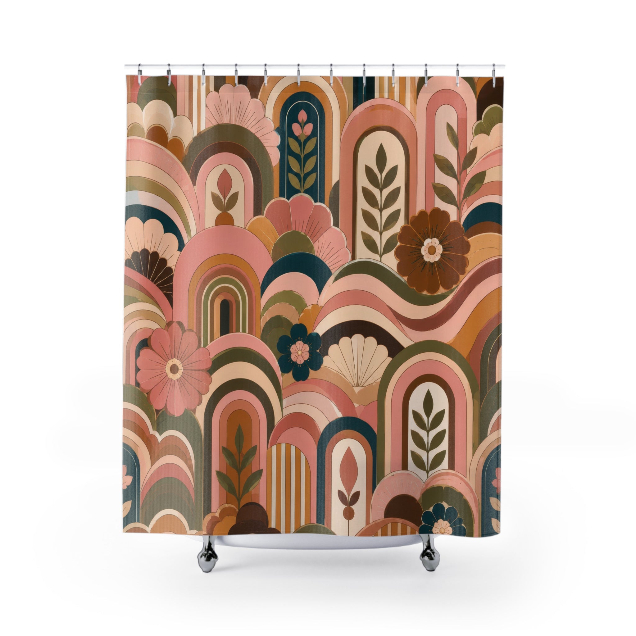 Retro Chic Floral Shower Curtain