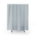 Gingham Shower Curtain, Blue Checkered Bath Decor, Small Blue White Check Pattern, Classic Farmhouse Guest Bathroom Decor, Blue Style