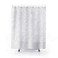 Modern White Shower Curtain, Mixed Abstract Bath Decor, Soft Swirl Line Pattern, Minimal Guest Bathroom Decor, Spa Neutral Style Decor