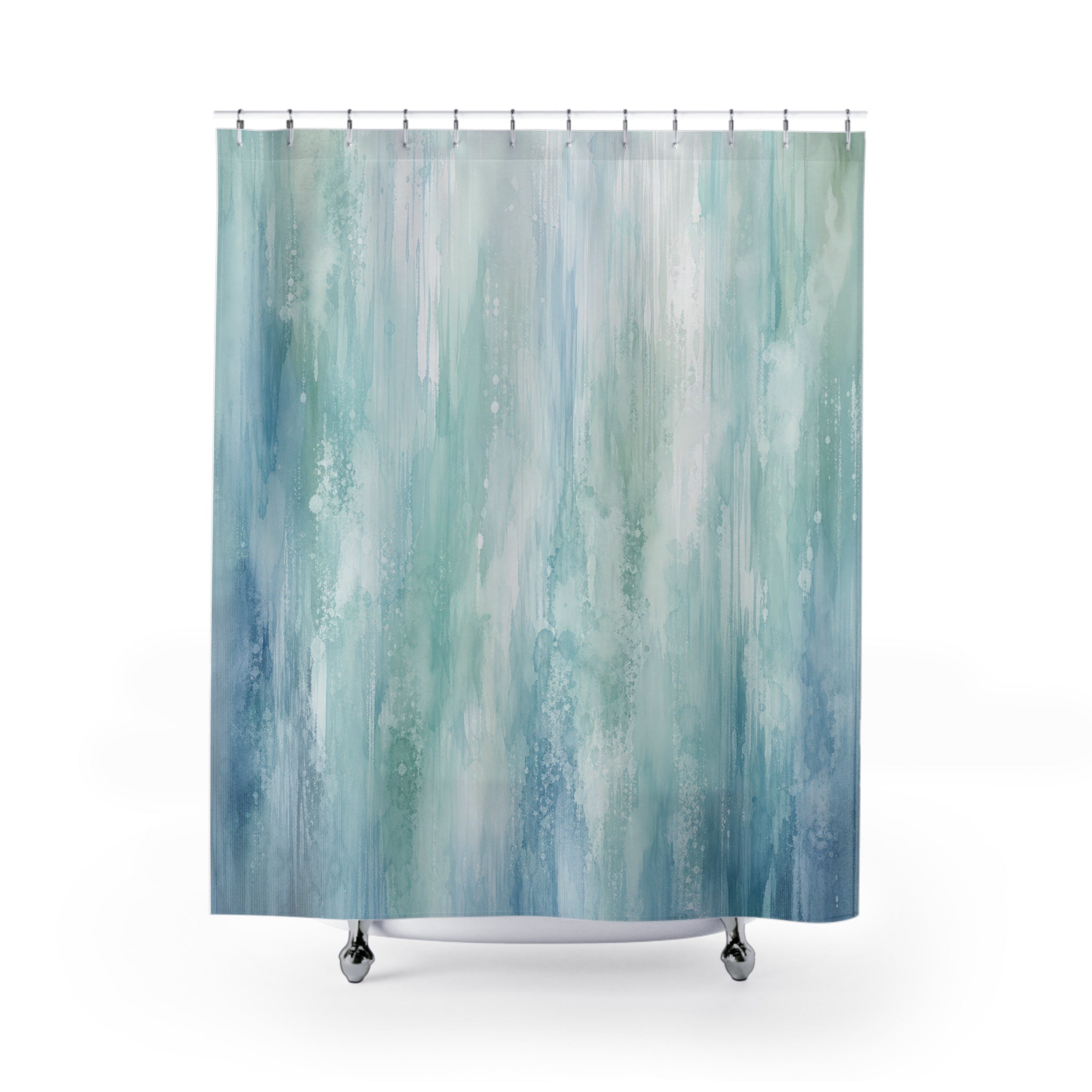 Celadon Watercolor Shower Curtain
