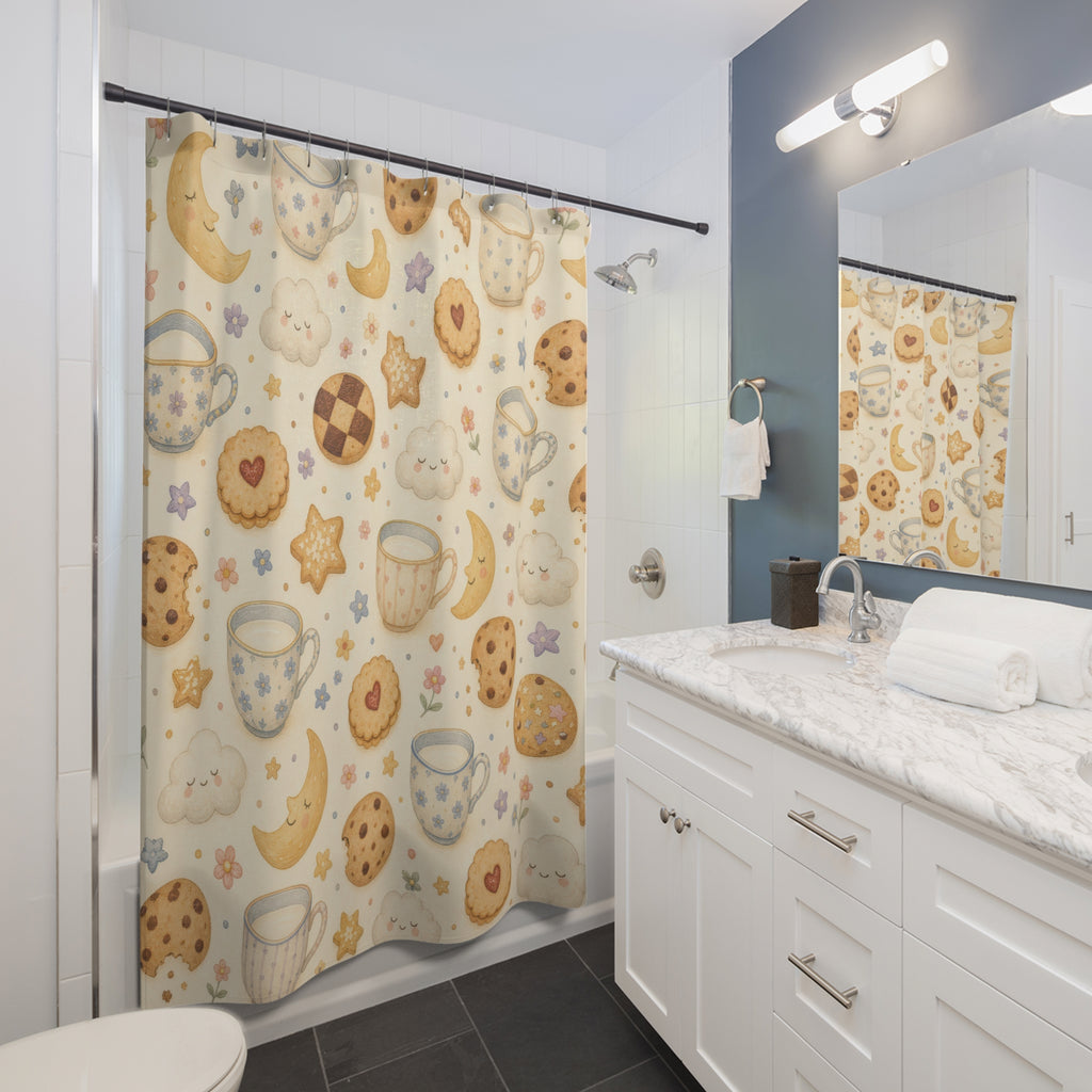 Tea Cookie Moon Cute Shower Curtain