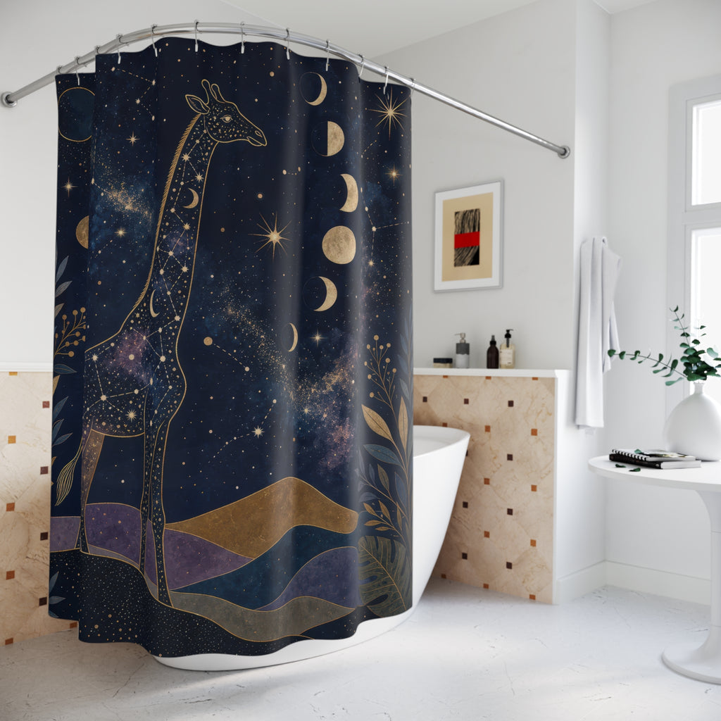 Moon Phase Safari Animal Scene Shower Curtain