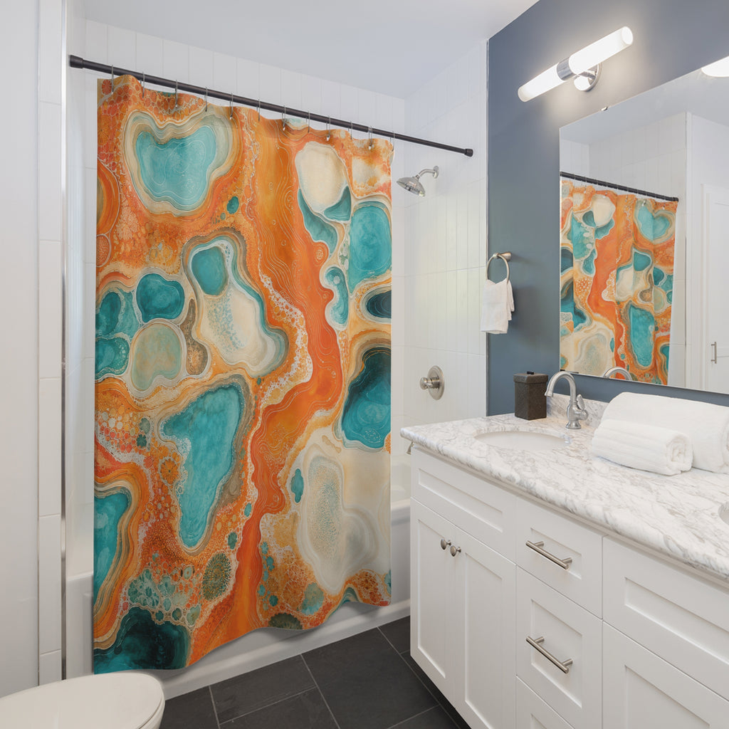 Coral Tidepool Orange Shower Curtain