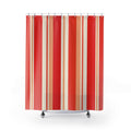 Warm Poppy Coral Stripe Shower Curtain