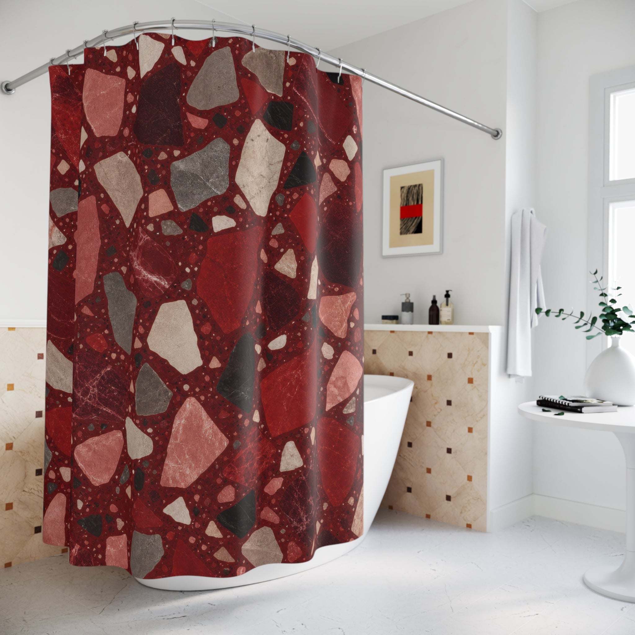 Red Terrazzo Shower Curtain