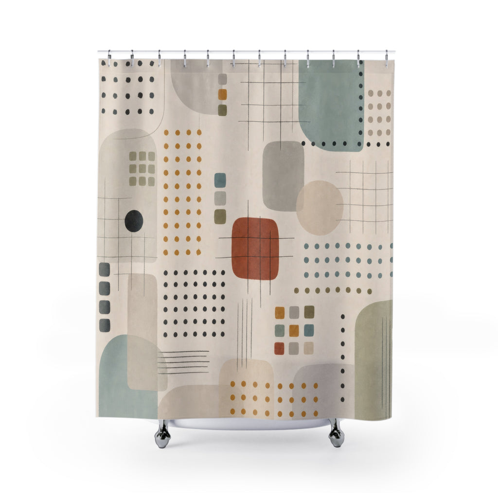 Soft Blue Geometric Shower Curtain