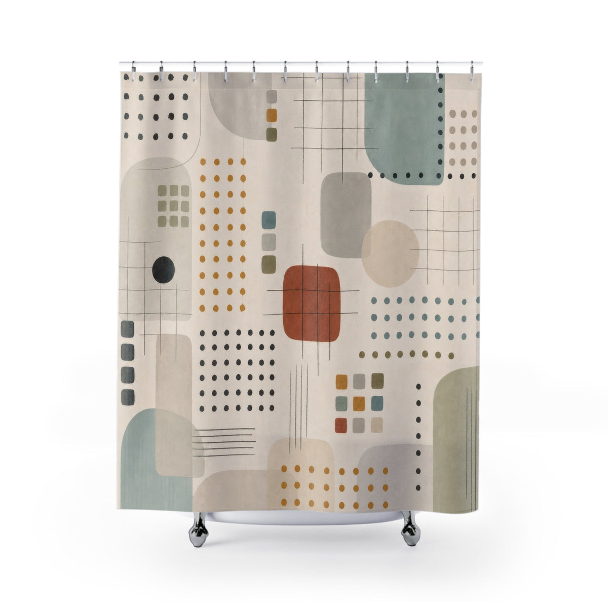 Soft Blue Geometric Shower Curtain