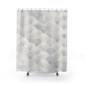 Grey White Art Deco Wave Shower Curtain