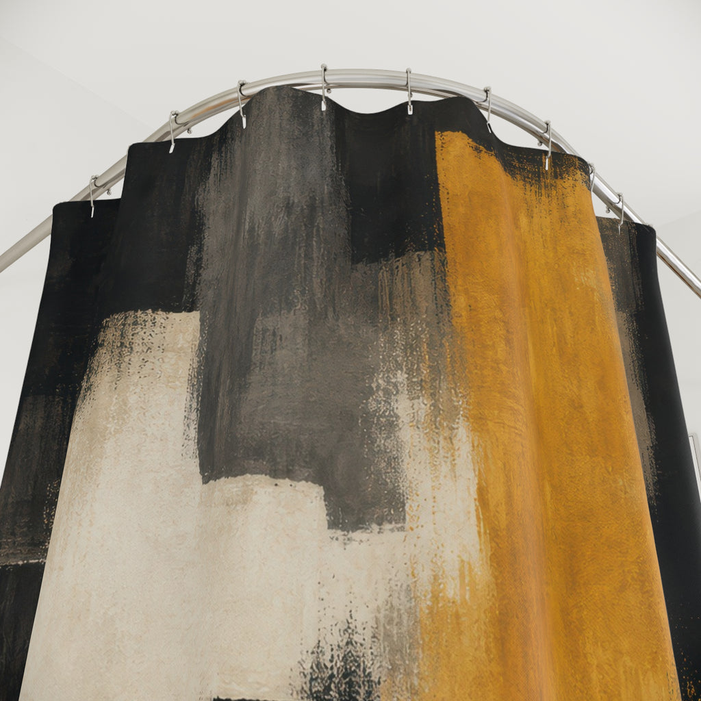 Mustard Abstract Black Gold Shower Curtain