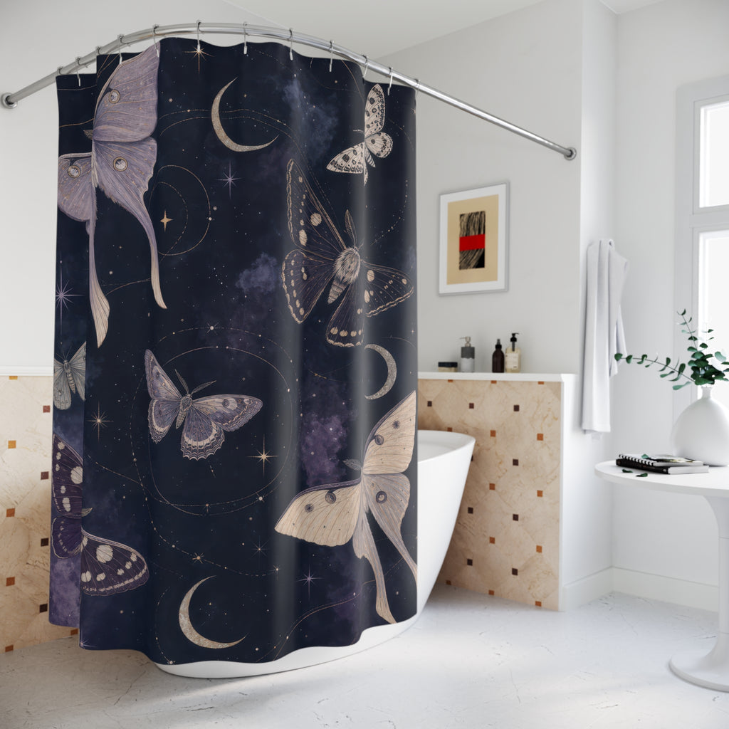 Lavender Purple Celestial Moth Shower Curtain