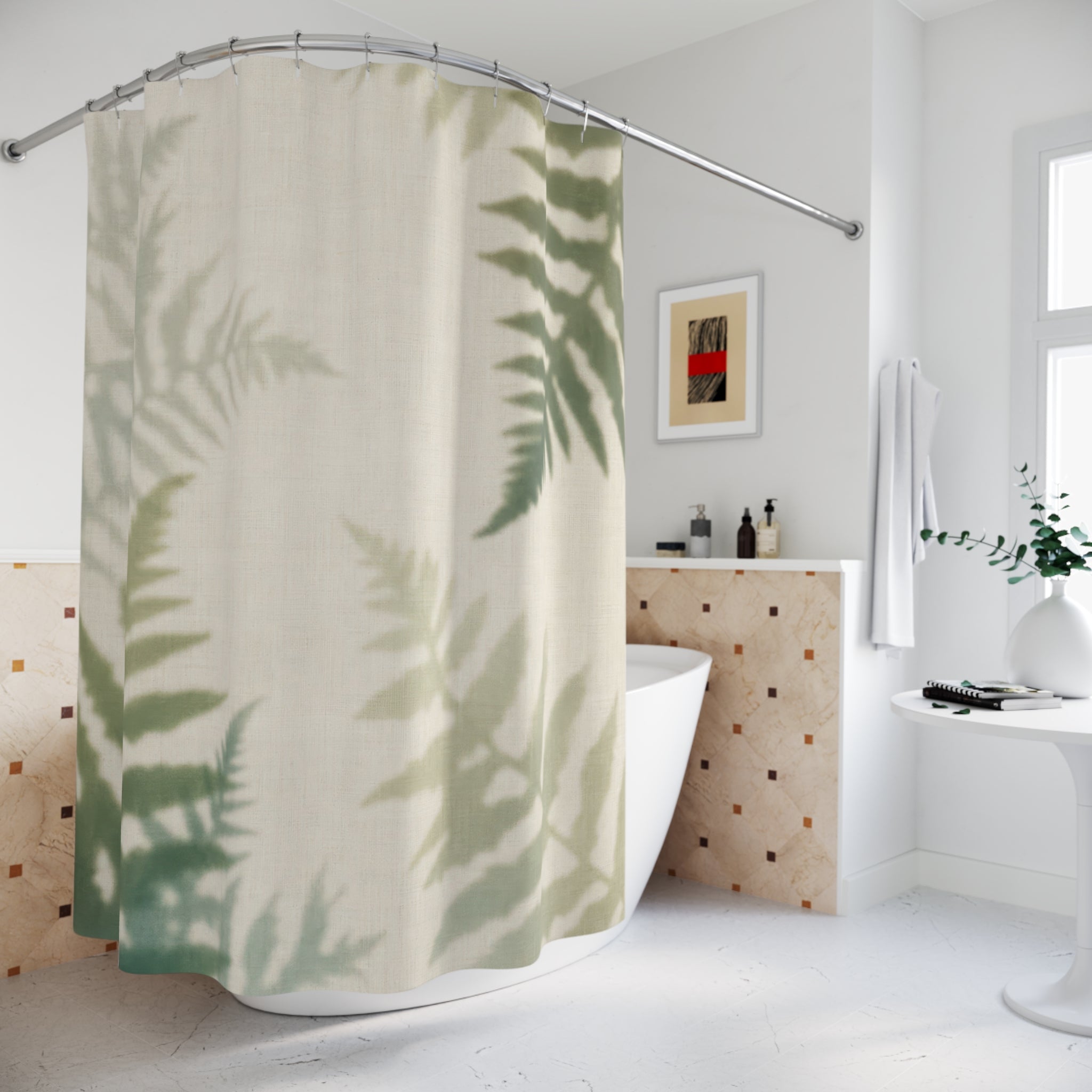 Green Botanical Fern Shower Curtain