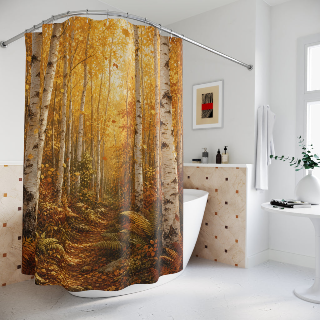 Golden Birch Autumn Grove Shower Curtain