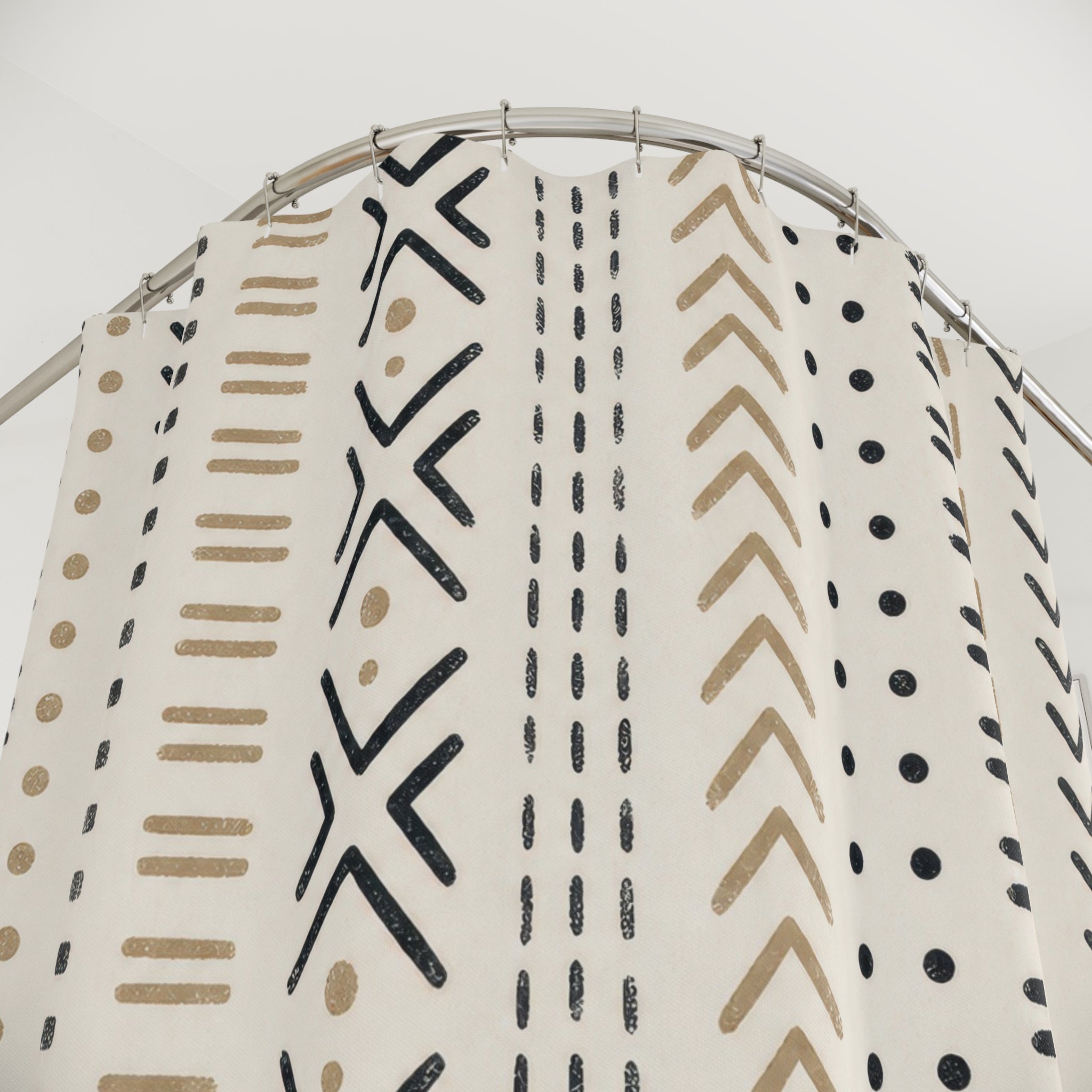 Black Beige Geometric Mark Shower Curtain