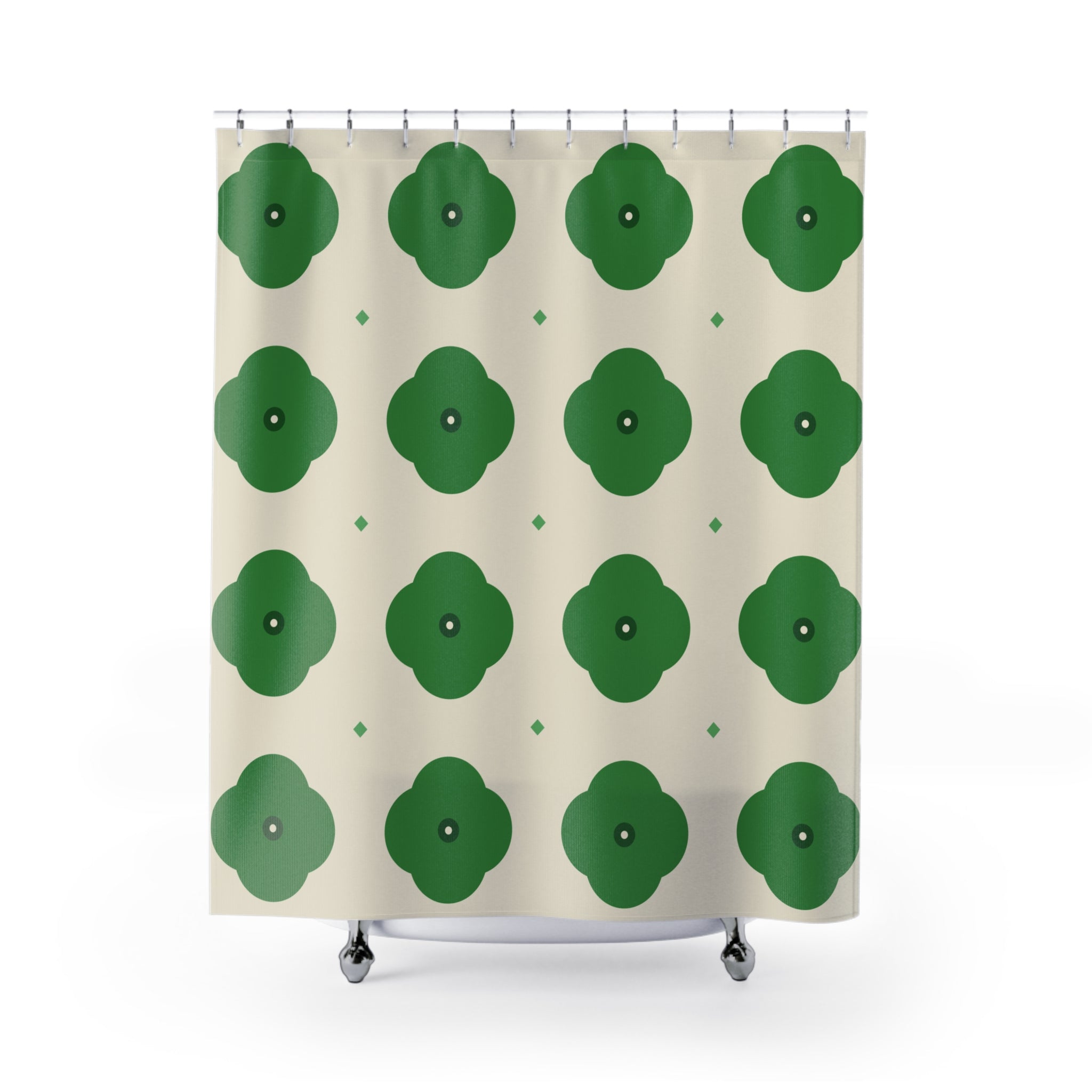 Kelly Green Shower Curtain: Moroccan Quatrefoil