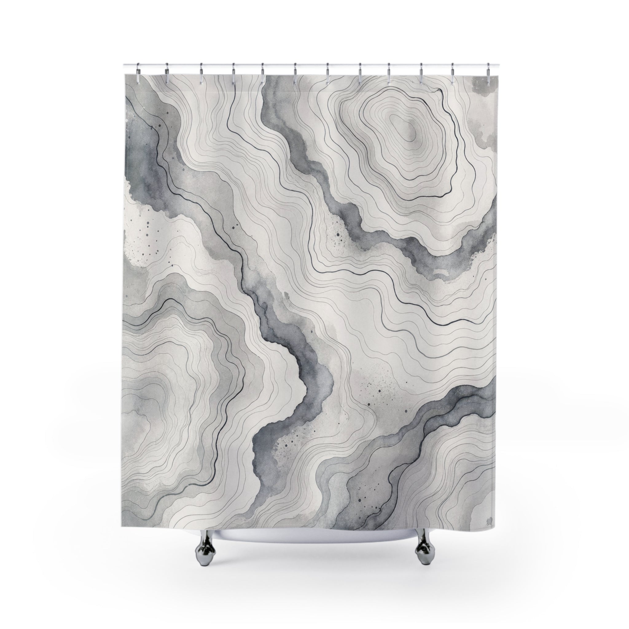 Grey Agate Marble Shower Curtain