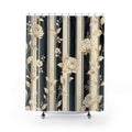Cream Flower Stripe Shower Curtain