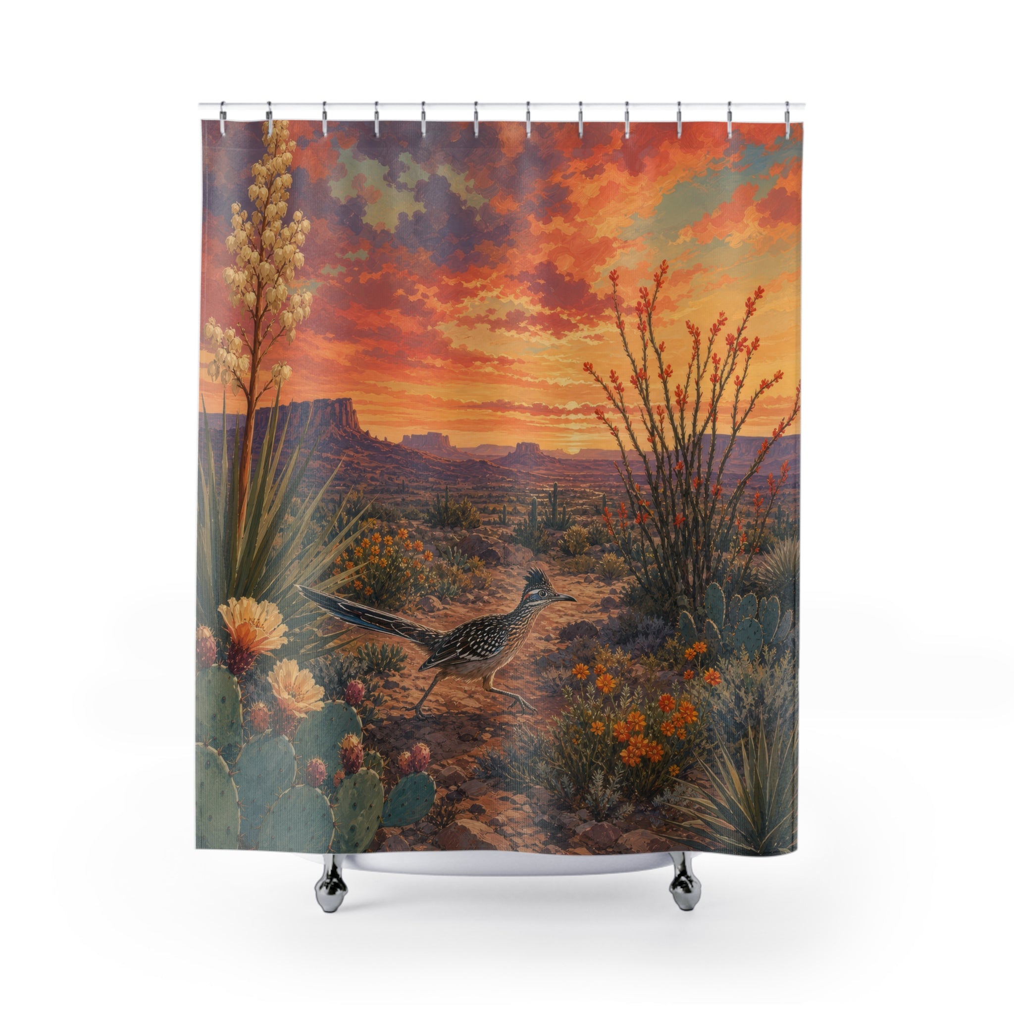 Southwestern Desert Shower Curtain – Cactus Sunset