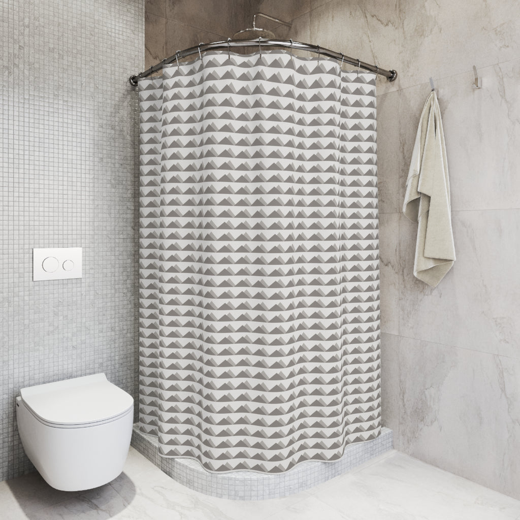 Scandinavian Mountain Shower Curtain – Grey Peaks