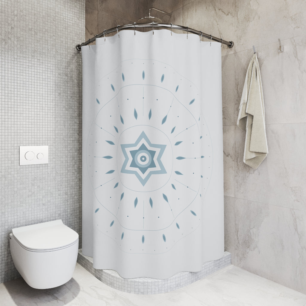 Ice Blue Mandala Shower Curtain – Snowflake Crystal