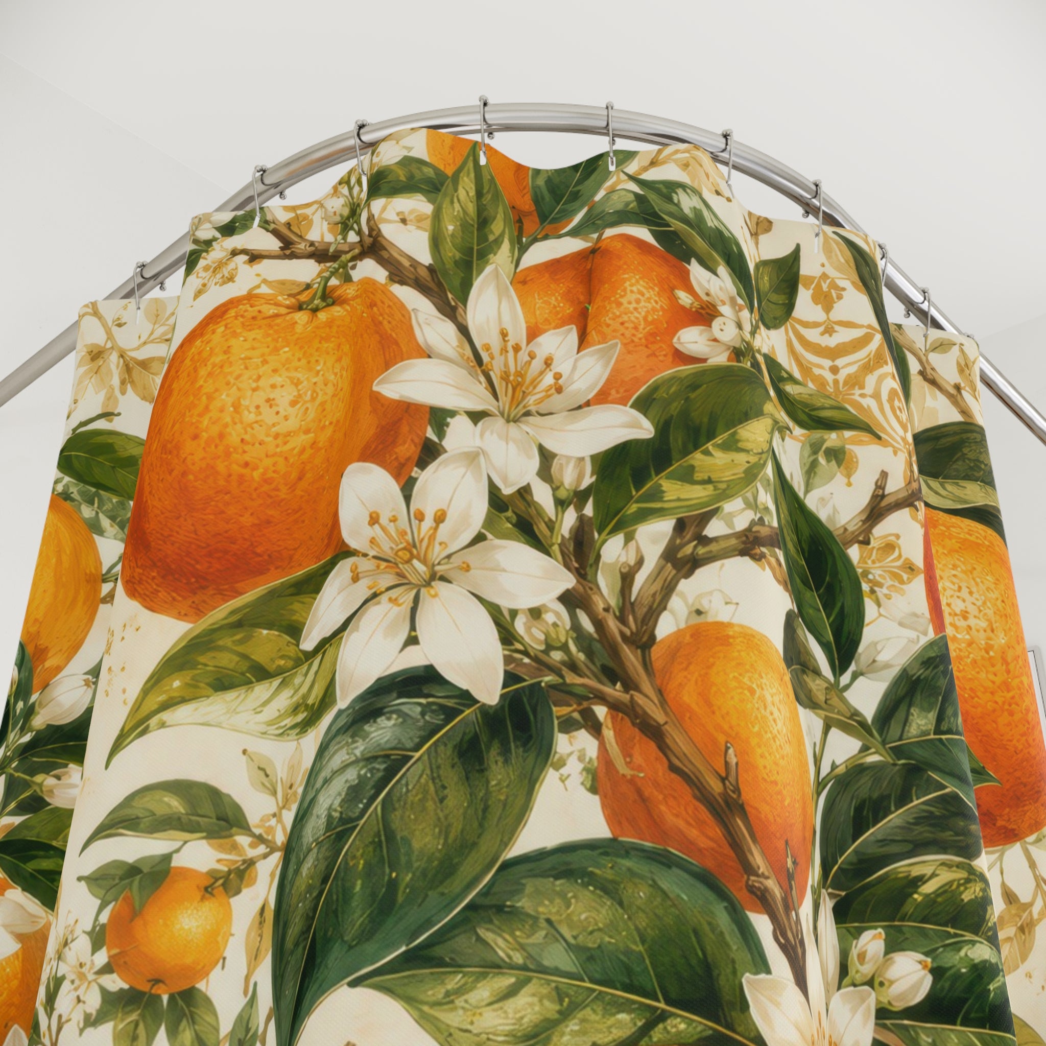 Orange Fruit Shower Curtain: Citrus Botanical