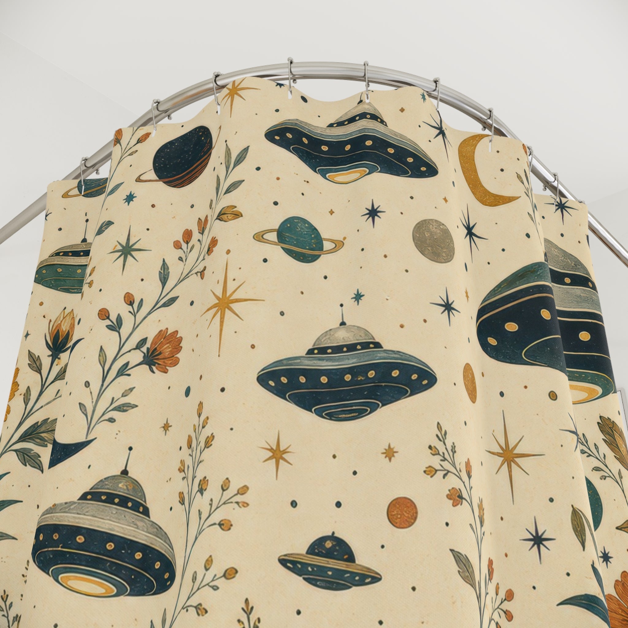 UFO Space Celestial Shower Curtain
