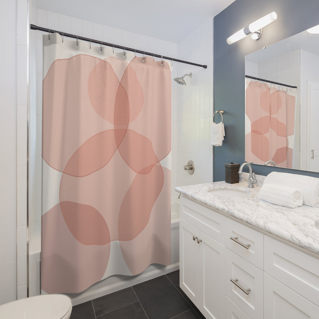 Abstract Coral and Beige Shower Curtain