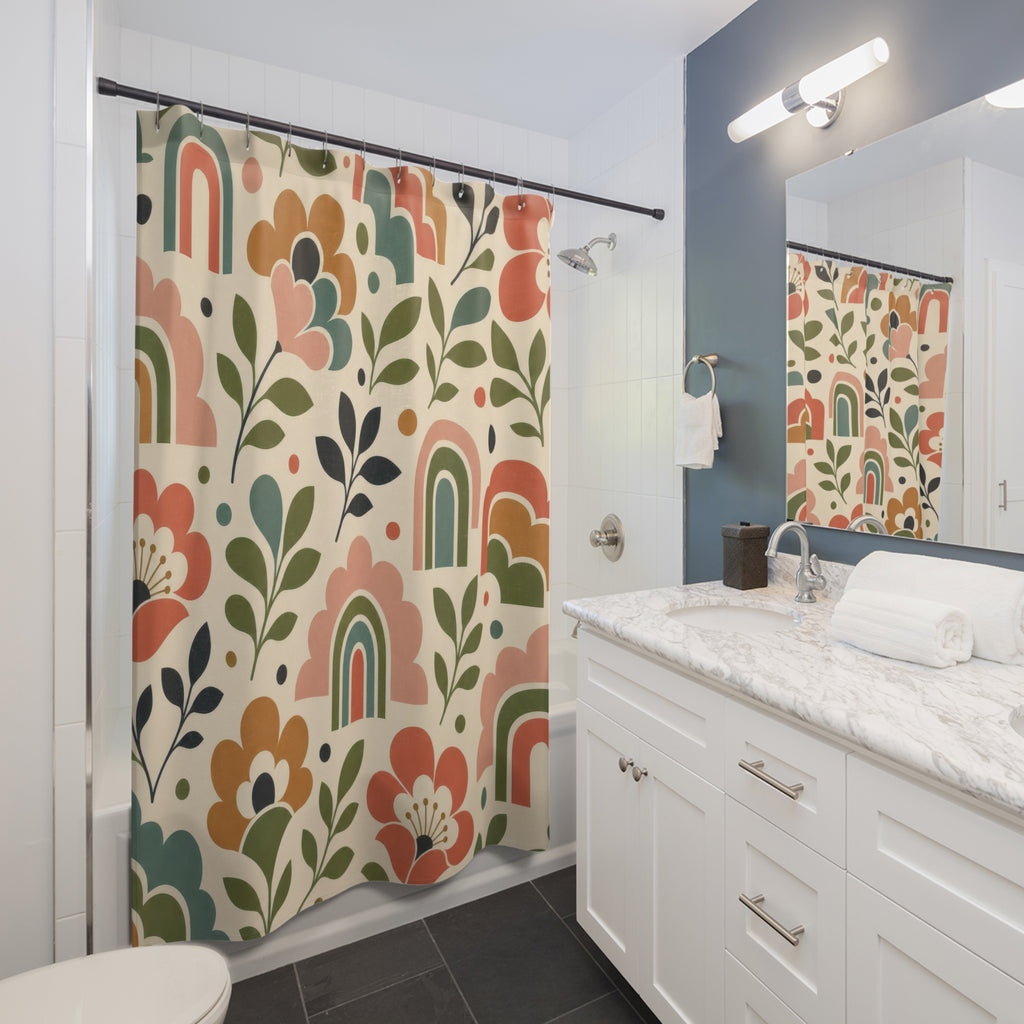 Retro Floral Shower Curtain
