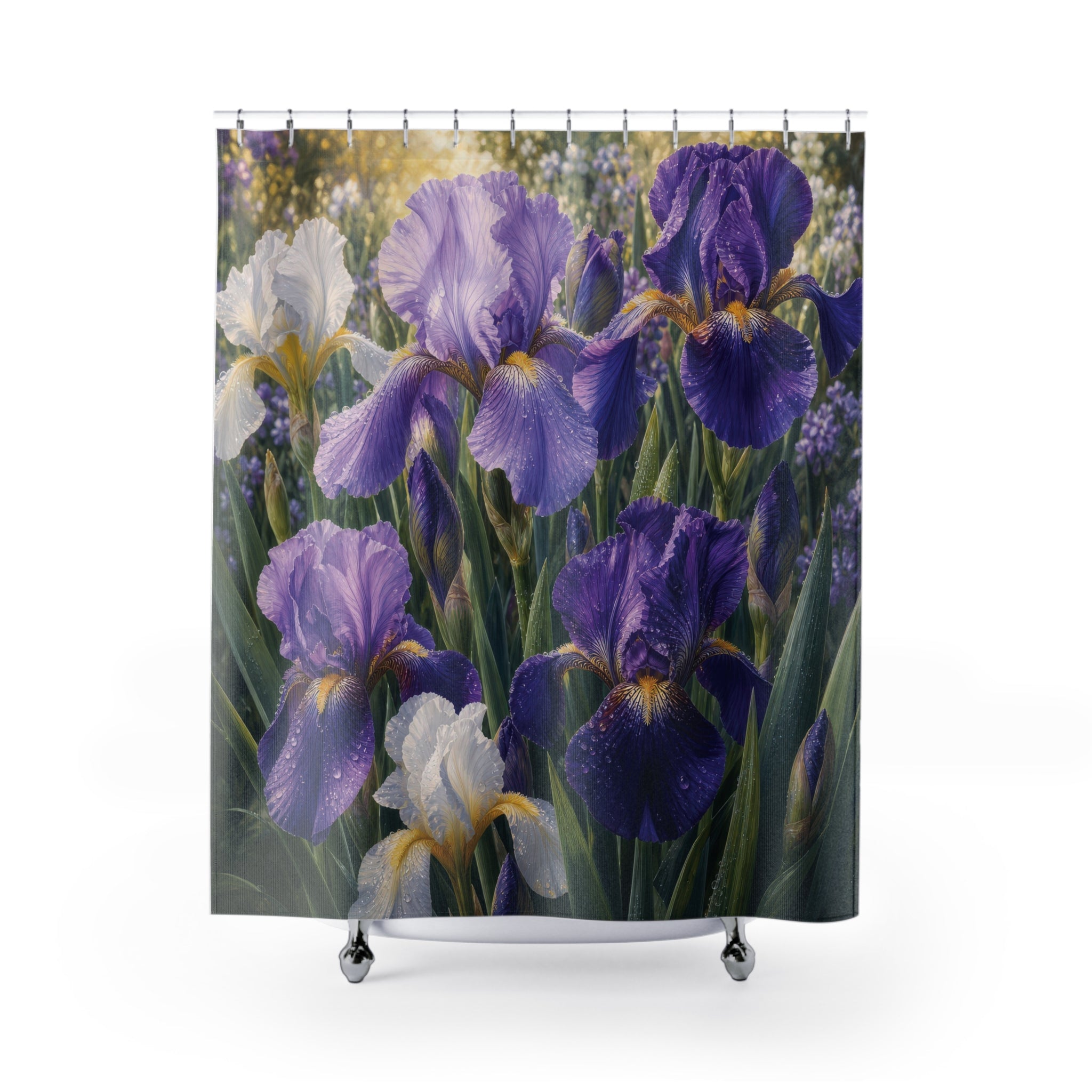 Iris Shower Curtain: Purple Floral Botanical