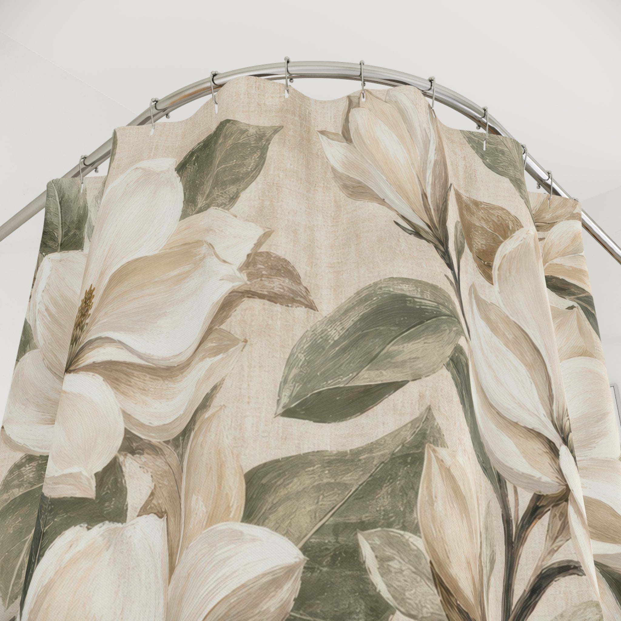 Cream Magnolia Botanical Shower Curtain